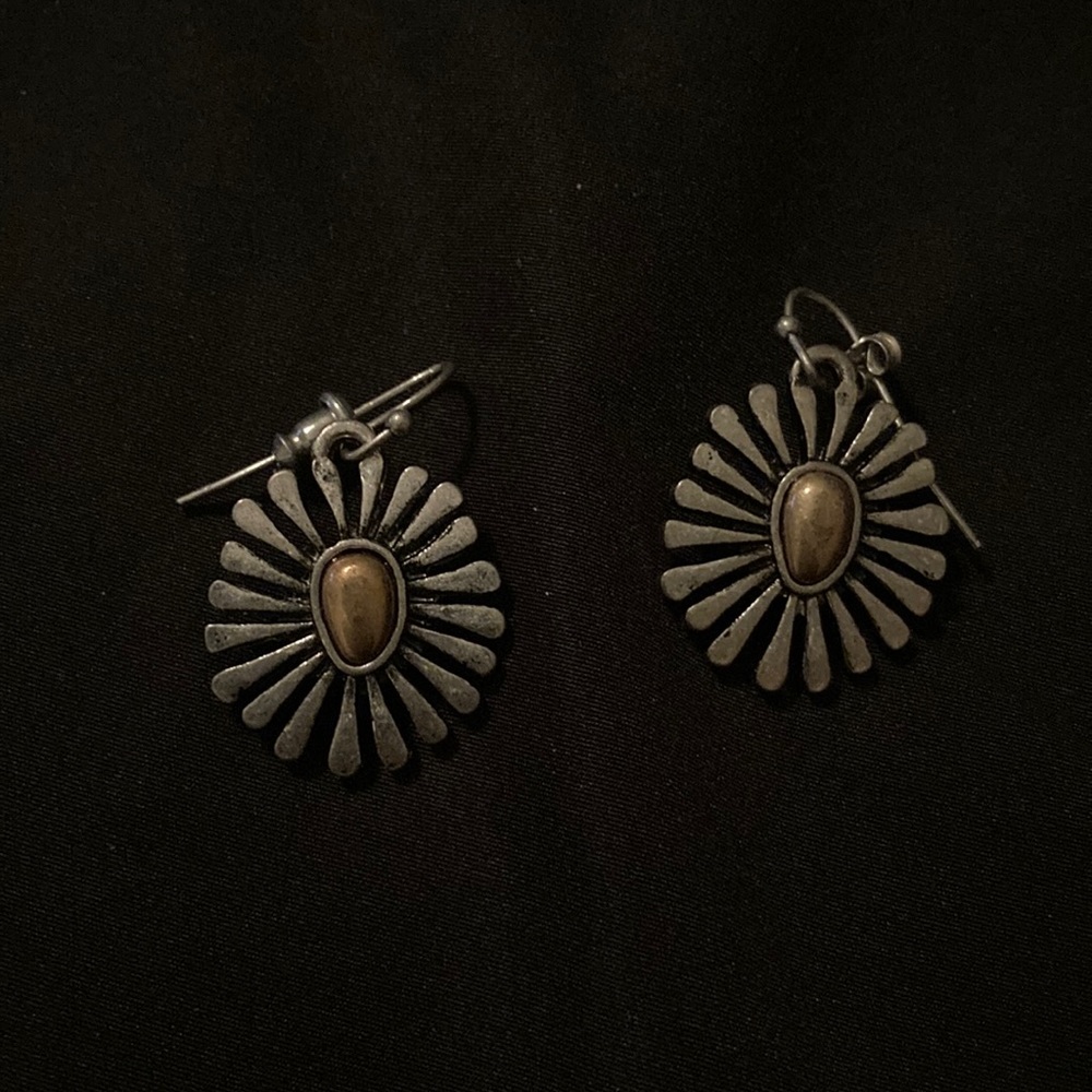 Silver and gold wire earrings